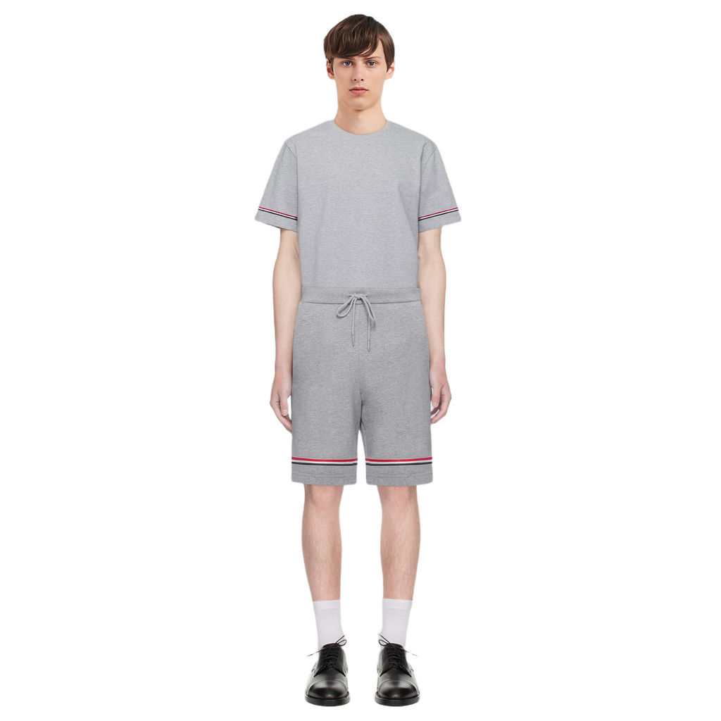Thom Browne Style Tricolor ribbon unisex shorts