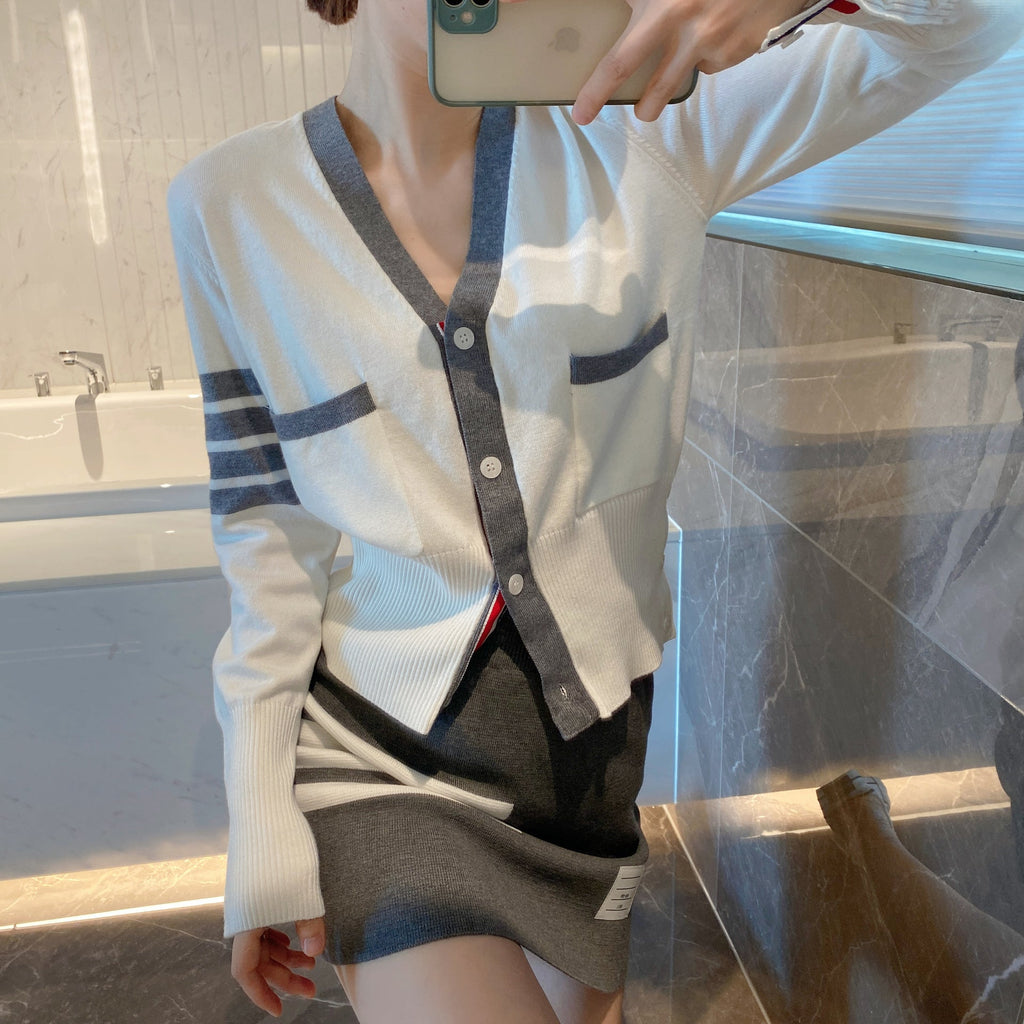 Thom Browne 2025SS Women's Rose and Bird Jacquard Cardigan