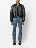 Roberto Cavalli stripe-quilted leather bomber jacket