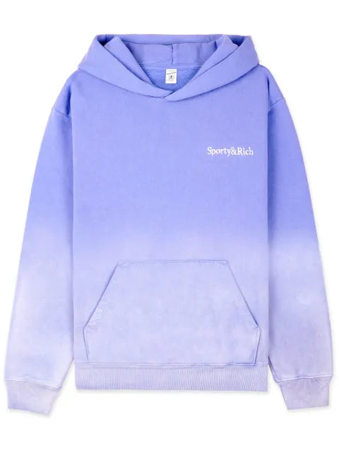 Sporty & Rich Serif logo-embroidered cotton hoodie