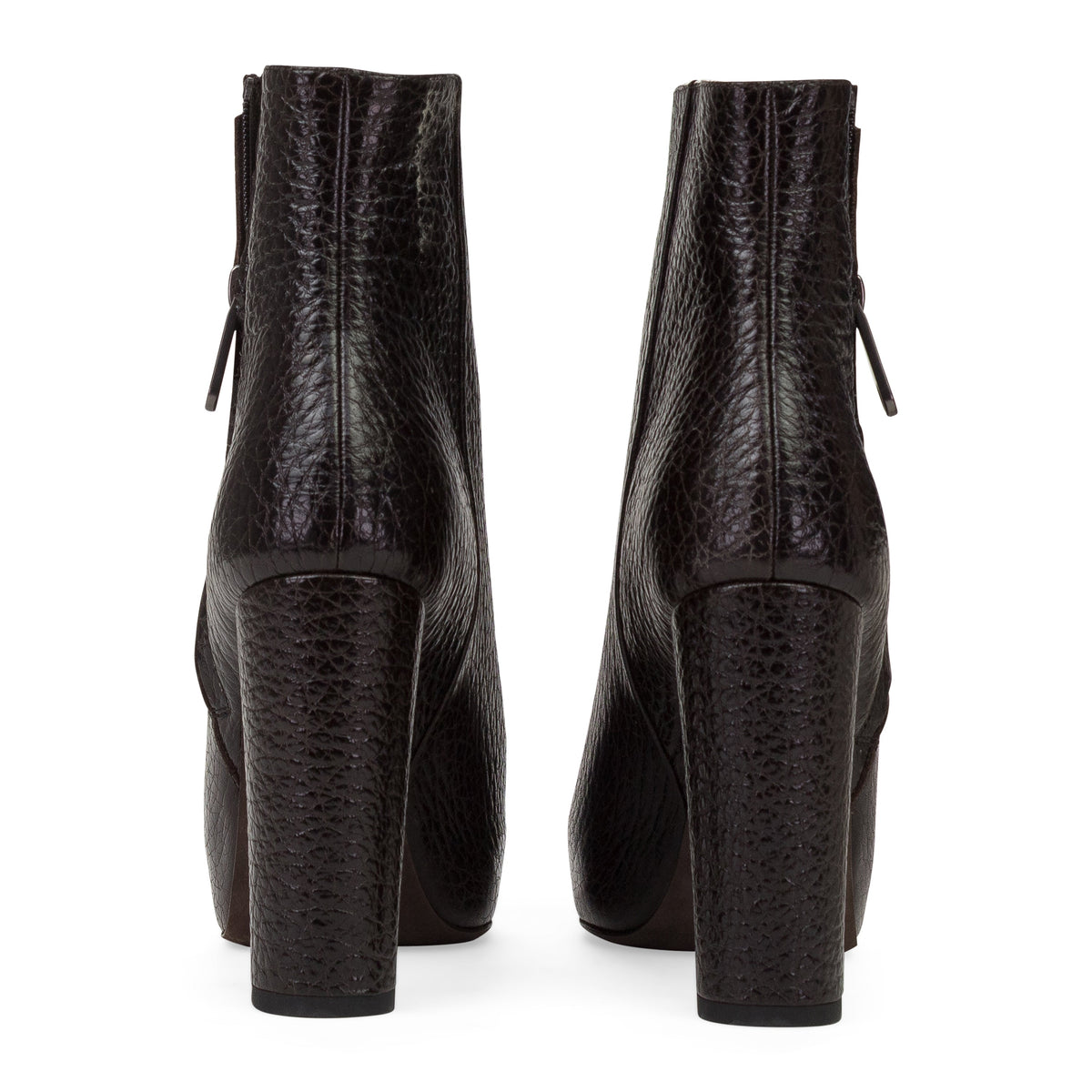 BROWN PEEP TOE HEELED BOOTS