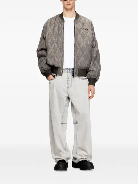 Diesel padded argyle-quilted bomber jacket