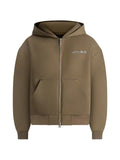 Manière De Voir JS002 - signature relaxed fit zip hoodie - taupe