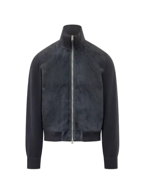 TOM FORD suede front merino full zip jacket