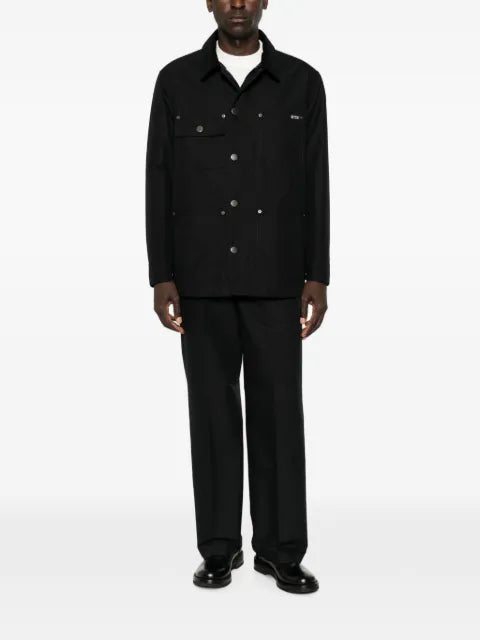 Prada corduroy-collar logo-plaque jacket