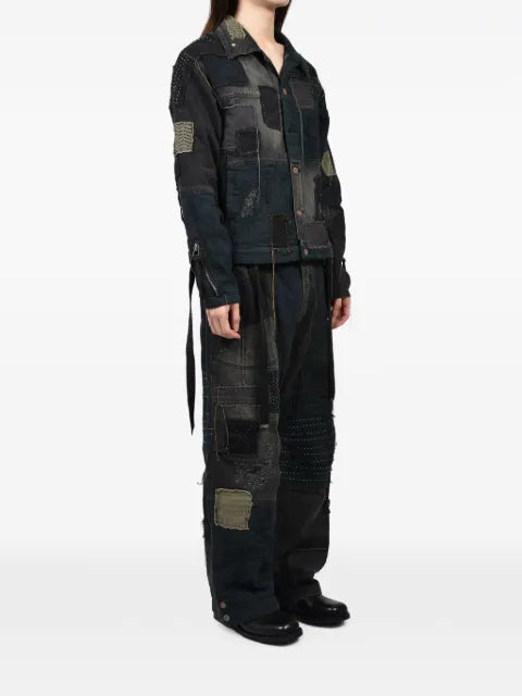 D HYGEN patchwork distressed denim jacket