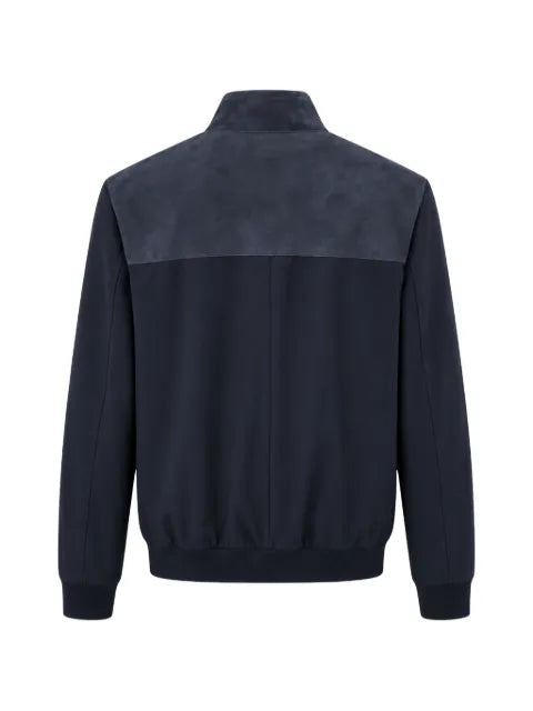 Canali suede-panelled zip-up jacket