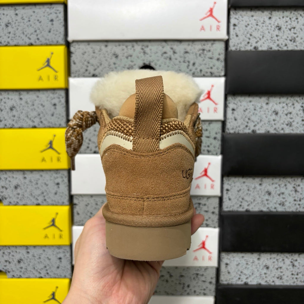 UGG Lowmel Lace-Up Sneaker – Suede & Mesh Low-Top Trainer with UGGplush Lining & Tonal Braided Laces in Chestnut
