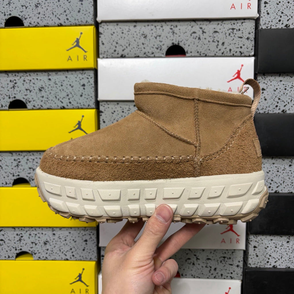 UGG Sheepskin Ankle Boot – Women’s Suede Pull-On with Shearling Collar in Wheat