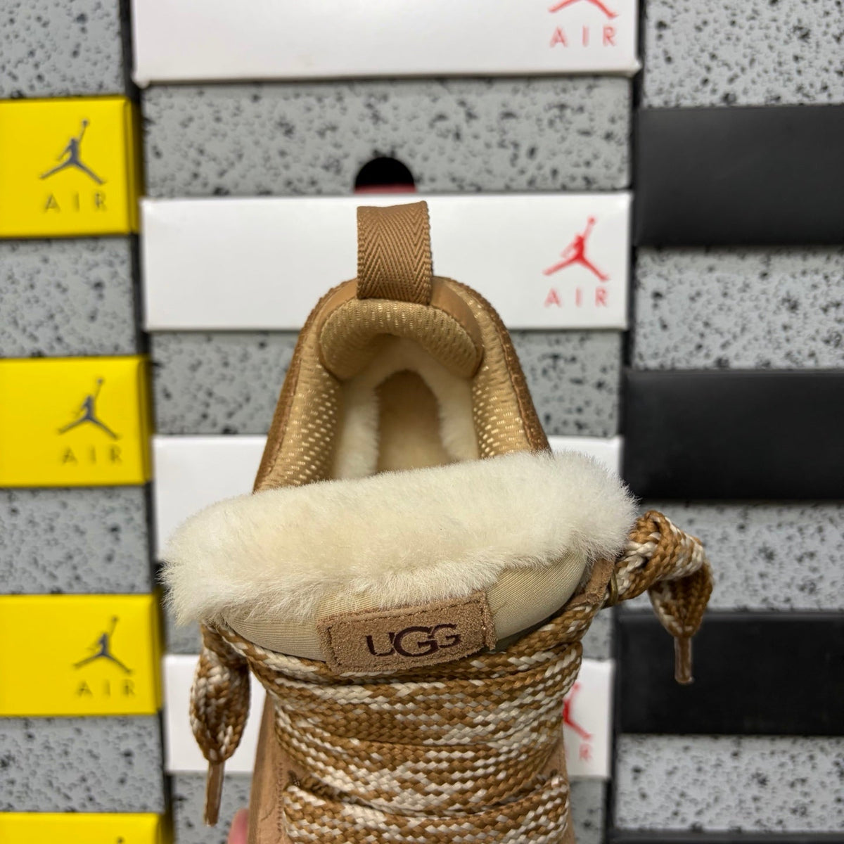 UGG Lowmel Lace-Up Sneaker – Suede & Mesh Low-Top Trainer with UGGplush Lining & Tonal Braided Laces in Chestnut
