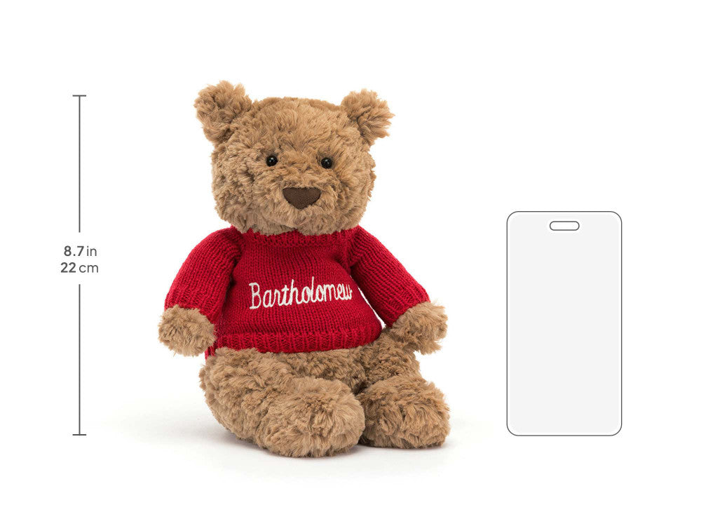 Bartholomew Bear with Personalized Red Jumper