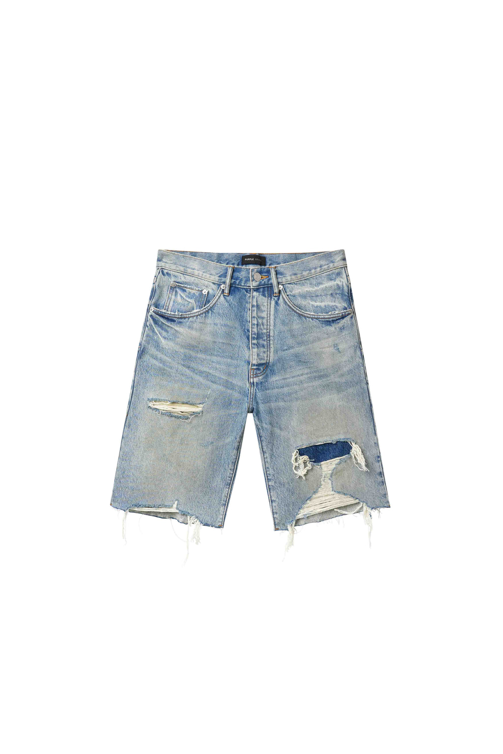 P059 Distressed Patch Shorts
