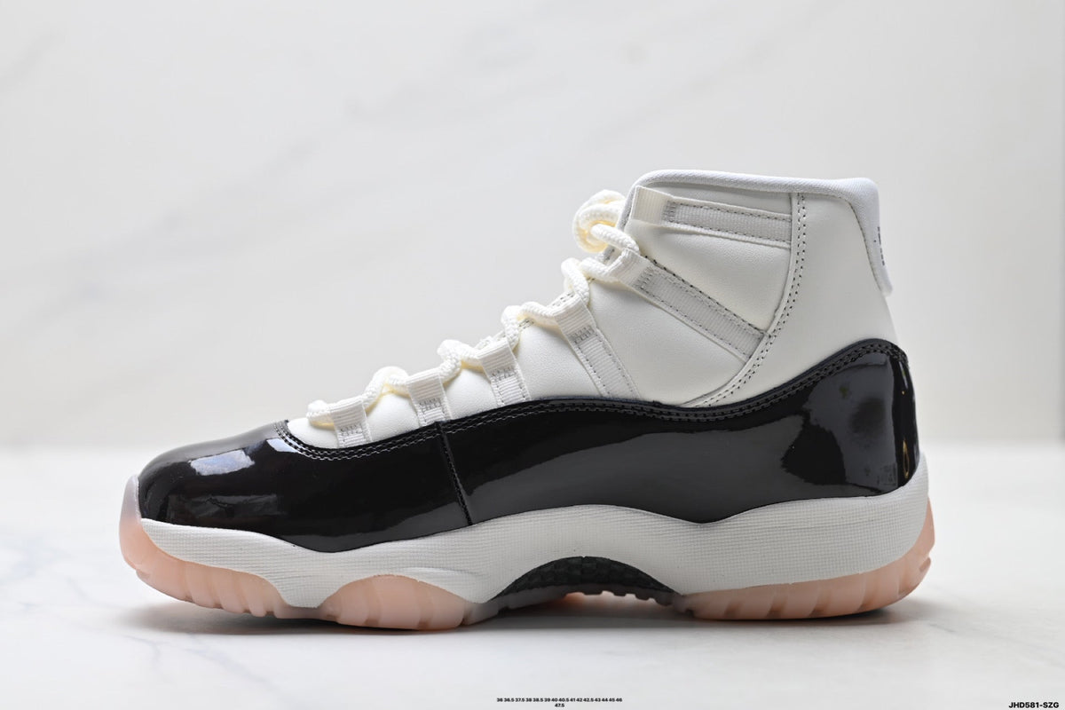 Air Jordan 11 Retro White Black and Pink Unisex Sneakers Style 21