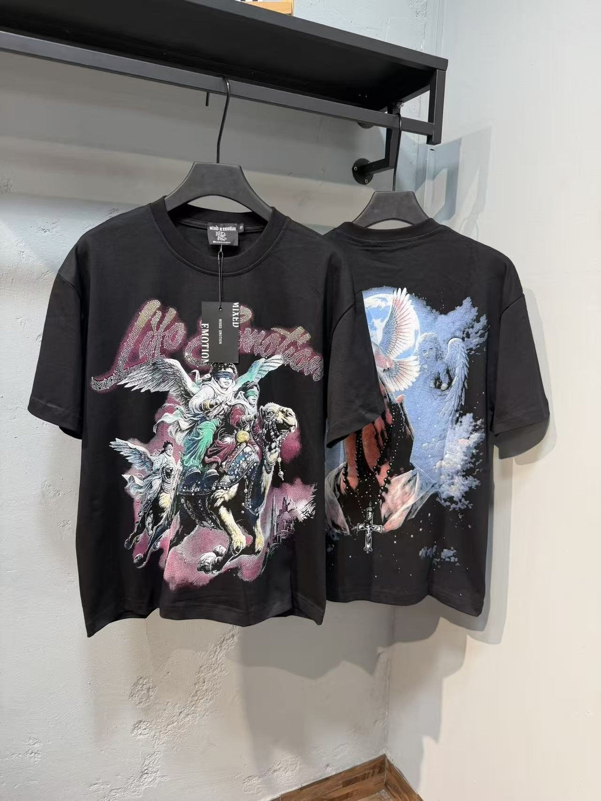 MIXED EMOTION Rhinestone Graphic Short-Sleeve T-Shirt