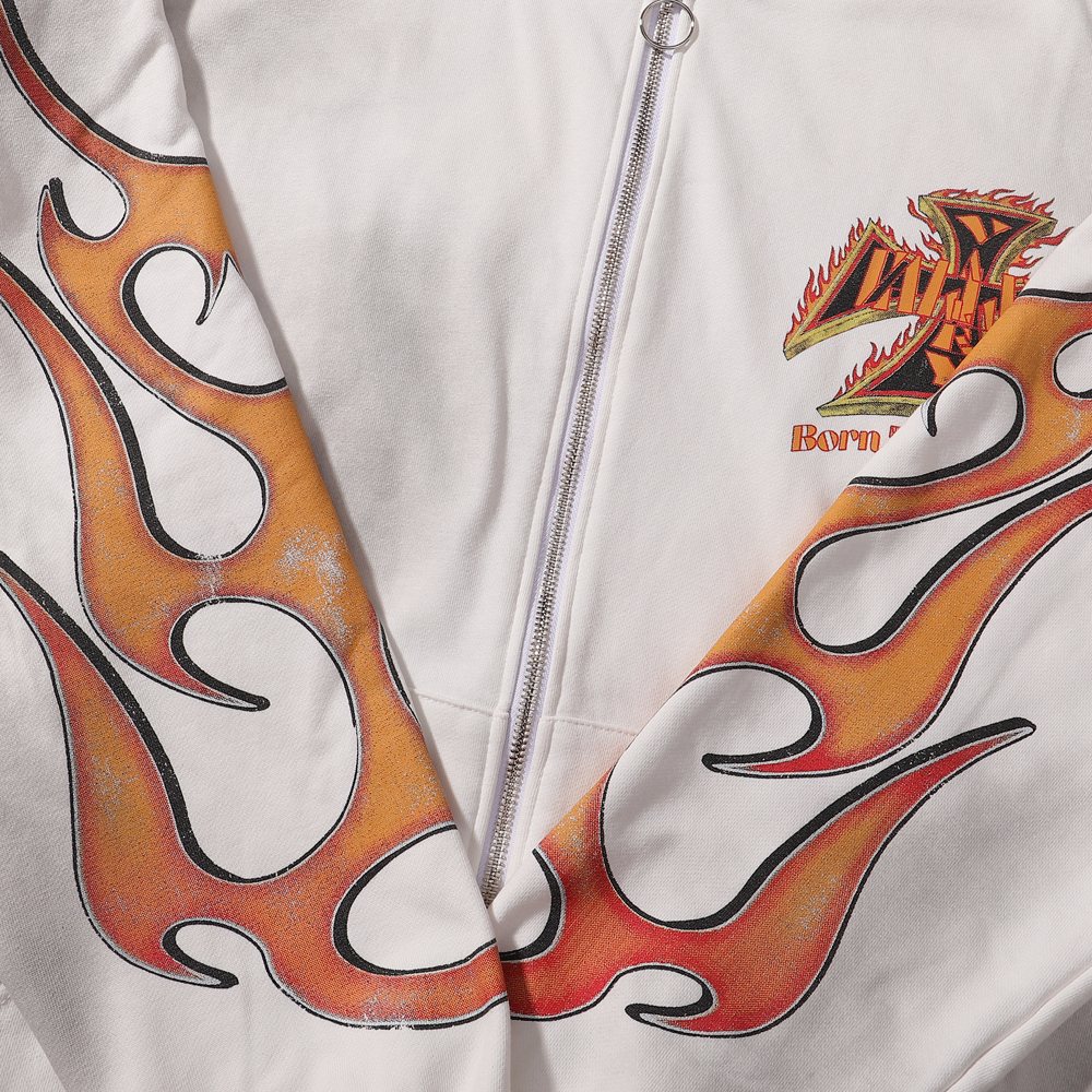 VALE USA Reborn Cross Flame Zip Hoodie