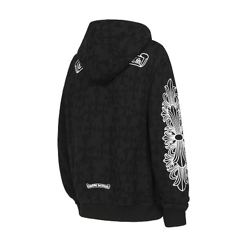 Chrome Hearts Horseshoe Floral Cross-Sleeve Hoodie K03
