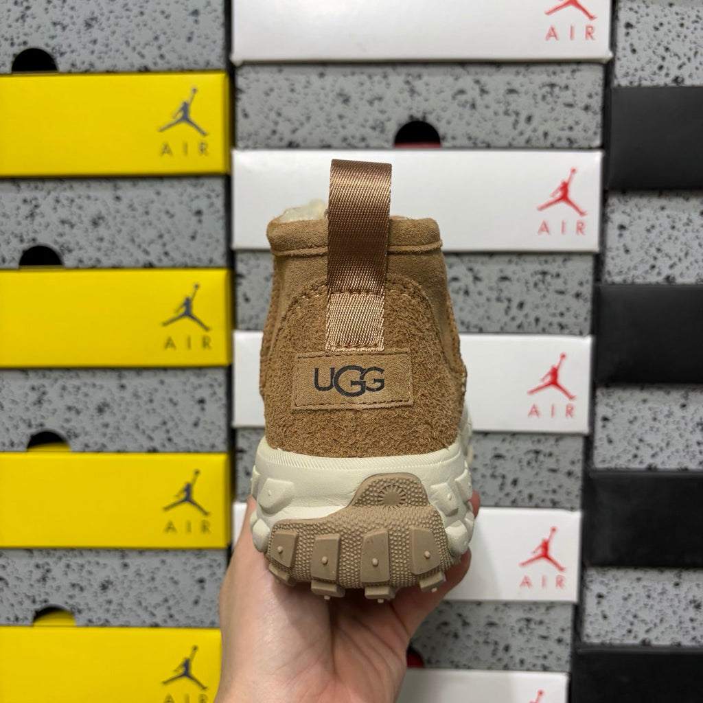 UGG Sheepskin Ankle Boot – Women’s Suede Pull-On with Shearling Collar in Wheat