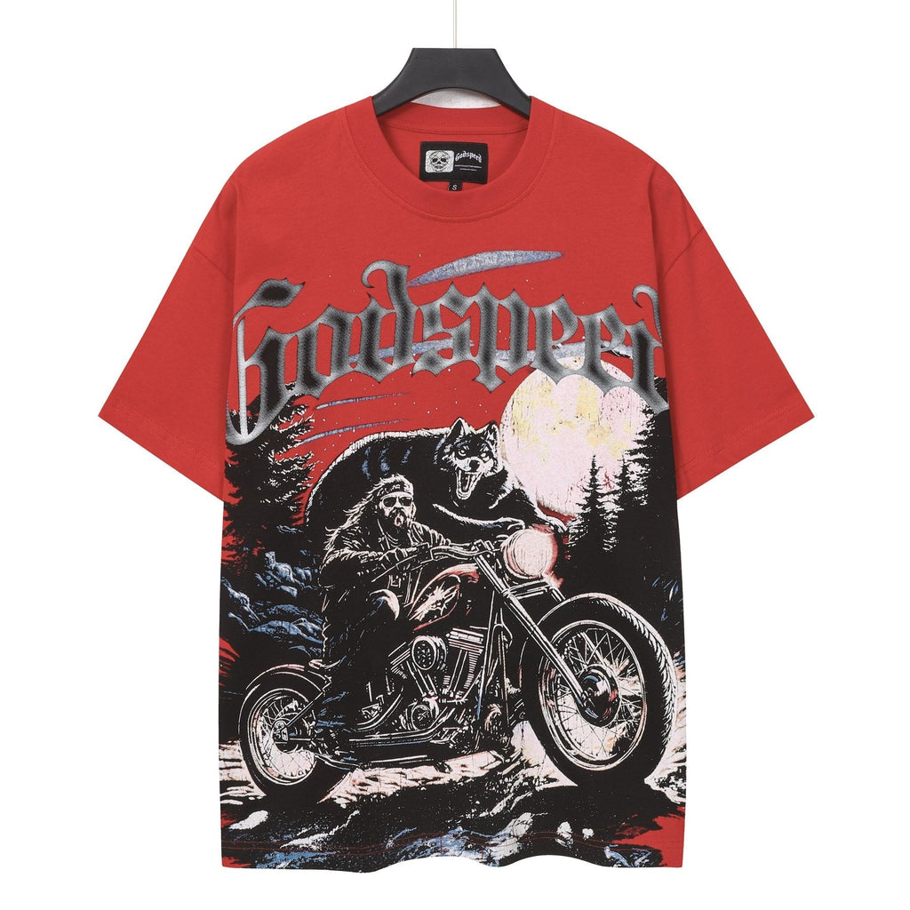 Godspeed Motorcycle Wolf Moon Graphic T-Shirt