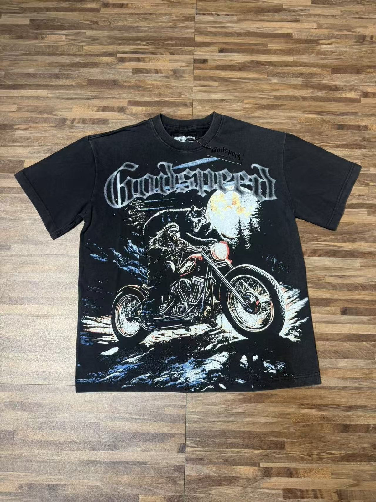 Godspeed Motorcycle Wolf Moon Graphic T-Shirt