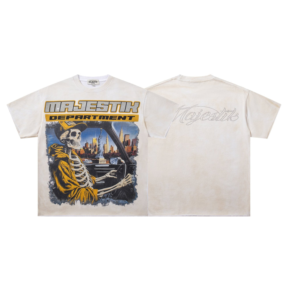 MAJESTIK Skeleton Driver Graphic T-Shirt