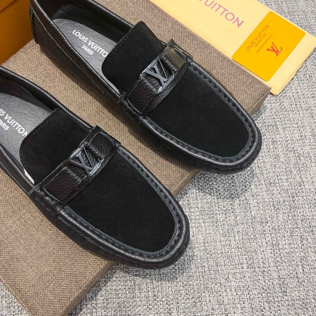 Louis Vuitton Black Textured Strap Loafers