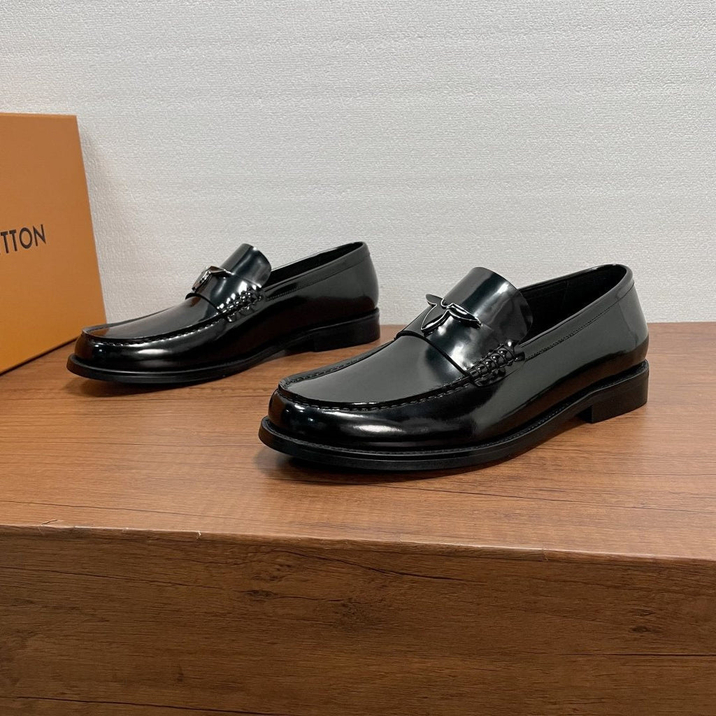 Louis Vuitton Black Logo Buckle Loafers