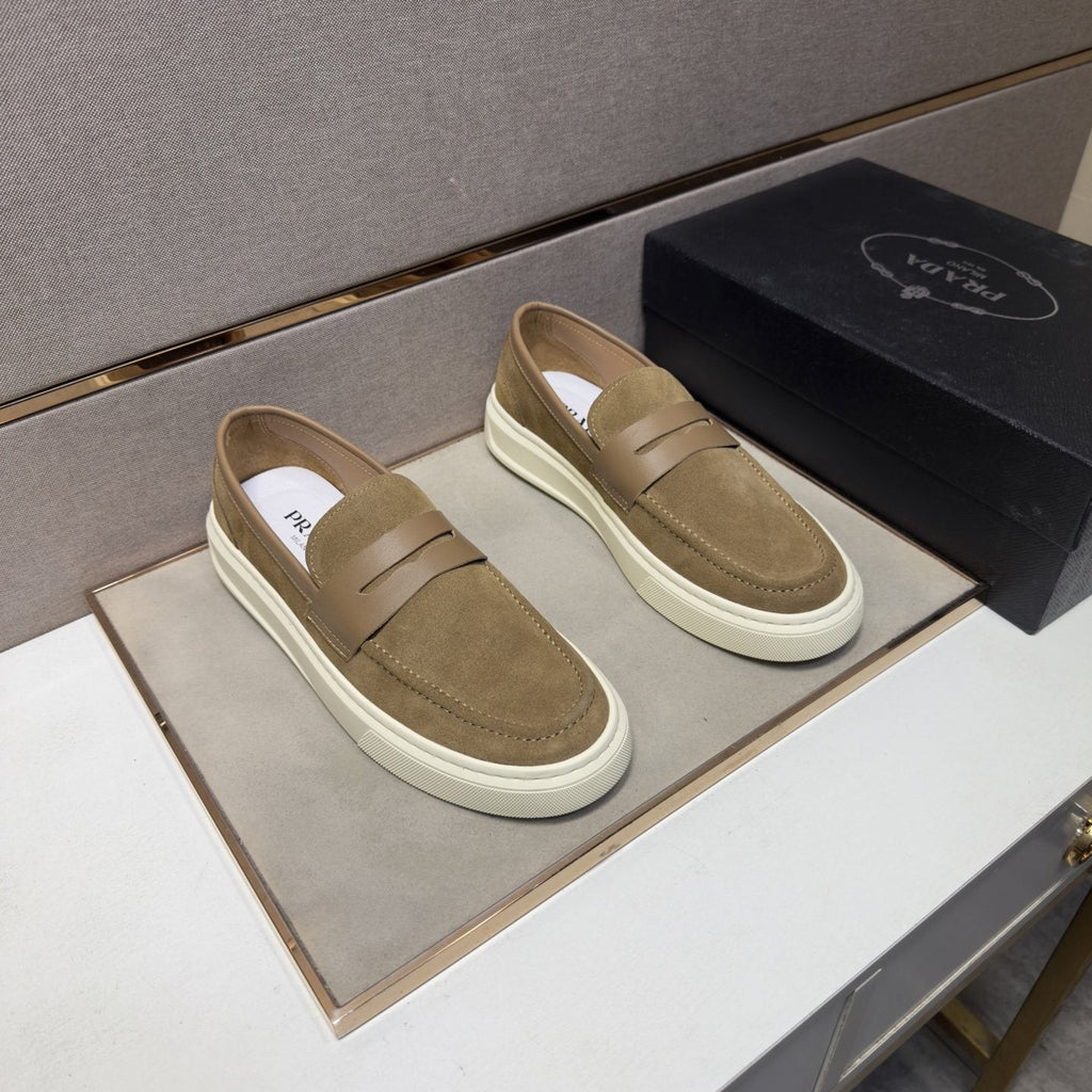 Prada Men's Penny Loafers with White Soles