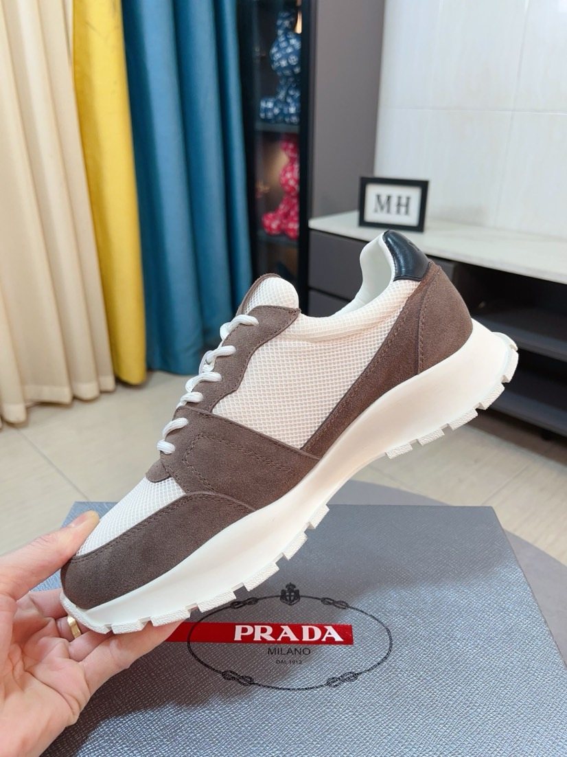 Prada Men's Mesh Panel Lug Sole Sneakers