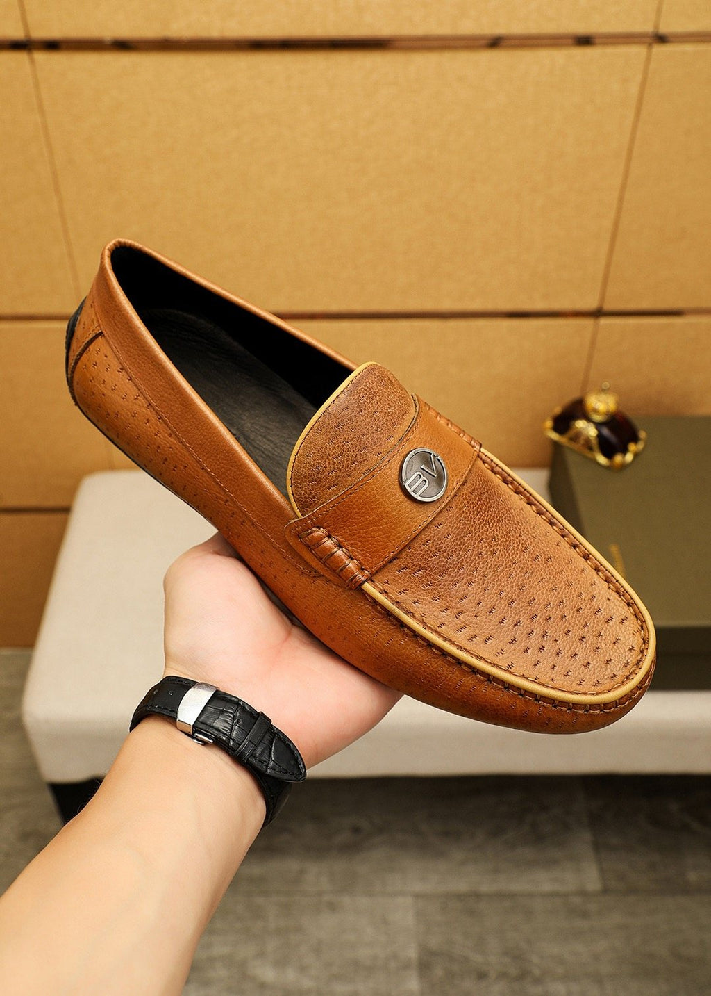 Bottega Veneta Men's Perforated Driving Loafers