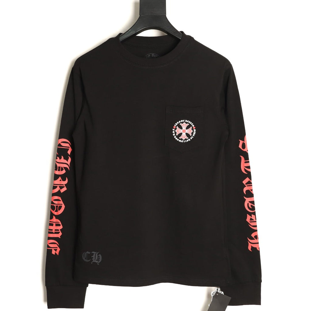 Chrome Hearts Floral Cross Gothic Print Long-Sleeve T-Shirt - Black
