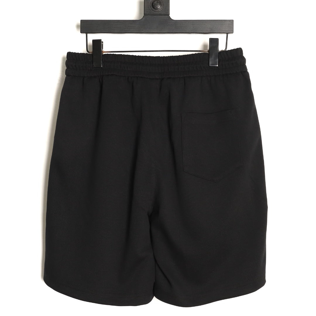 Burberry Equestrian-Emblem Check-Side Shorts - Black